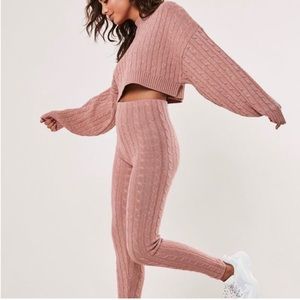 MISSGUIDED | Cable Knit Set | Rose